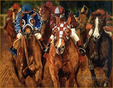 portrait de course de chevaux Peinture à l'huile